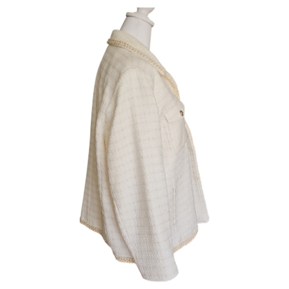 Chico's White Women's Jacket with Braided Trim - Picture 2 of 10
